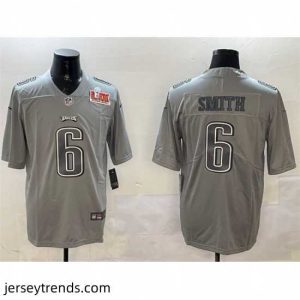 Captivating Philadelphia Eagles 6 DeVonta Smith Grey 2025 Super Bowl LIX Patch Atmosphere Fashion Vapor Untouchable Limited Stitched Football Jersey