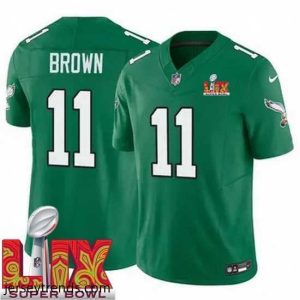 Magnificent Philadelphia Eagles A.J. Brown #11 Kelly Green 2025 Super Bowl LIX F.U.S.E Stitched NFL Jersey