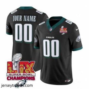 Enchanting Philadelphia Eagles Active Player Custom Black 2025 Eagles Logo Super Bowl LIX Patch New F.U.S.E  Vapor Limited Stitched Football Jersey