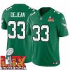 Striking Philadelphia Eagles Cooper DeJean #33 Kelly Green 2025 Super Bowl LIX F.U.S.E Stitched NFL Jersey