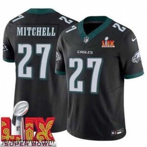 Exquisite Philadelphia Eagles Quinyon Mitchell #27 Black 2025 Super Bowl LIX F.U.S.E Stitched NFL Jersey