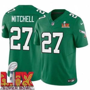 Striking Philadelphia Eagles Quinyon Mitchell #27 Kelly Green 2025 Super Bowl LIX F.U.S.E Stitched NFL Jersey