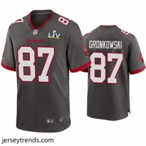 Striking Rob Gronkowski Buccaneers Pewter Super Bowl Lv Game Jersey
