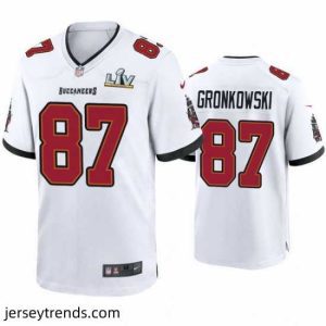 Striking Rob Gronkowski Buccaneers White Super Bowl Lv Game Jersey
