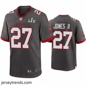 Striking Ronald Jones Ii Buccaneers Pewter Super Bowl Lv Game Jersey