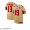 Striking San Francisco 49ers 19 Deebo Samuel Gold Inverted Legend 2024 Super Bowl LVIII Stitched Football Jersey