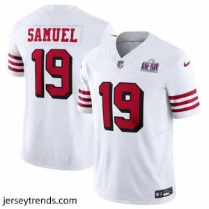 Radiant San Francisco 49ers 19 Deebo Samuel New White 2023 F.U.S.E  Vapor Untouchable Limited Stitched Football 2024 Super Bowl LVIII Jersey