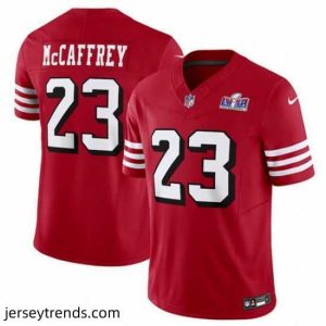 Captivating San Francisco 49ers 23 Christian McCaffrey New Red 2023 F.U.S.E  Vapor Untouchable Limited Stitched Football 2024 Super Bowl LVIII Jersey