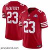 Brilliant San Francisco 49ers 23 Christian McCaffrey Red 2023 F.U.S.E  Vapor Untouchable Limited Stitched Football 2024 Super Bowl LVIII Jersey