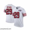 Striking San Francisco 49ers 29 Talanoa Hufanga White Throwback 2023 F.U.S.E  With John Madden Patch Vapor Limited Stitched Football 2024 Super Bowl LVIII Jerse