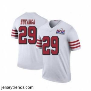 Striking San Francisco 49ers 29 Talanoa Hufanga White Throwback 2023 F.U.S.E  With John Madden Patch Vapor Limited Stitched Football 2024 Super Bowl LVIII Jerse
