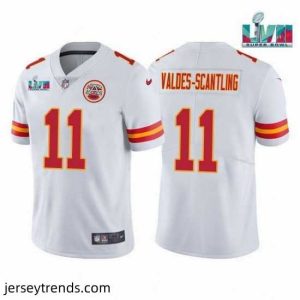 Enchanting Toddler Kansas City Chiefs 11 Marquez Valdes Scantling White Super Bowl LVII Patch Vapor Untouchable Limited Stitched Jersey