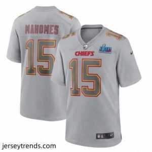 Enchanting Toddler Kansas City Chiefs 15 Patrick Mahomes Grey Super Bowl LVII Patch Atmosphere Fashion Stitched Game Jersey