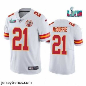 Captivating Toddler Kansas City Chiefs 21 Trent McDuffie White Super Bowl LVII Patch Vapor Untouchable Limited Stitched Jersey