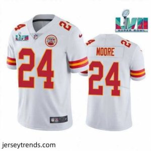 Exquisite Toddler Kansas City Chiefs 24 Skyy Moore White Super Bowl LVII Patch Vapor Untouchable Limited Stitched Jersey