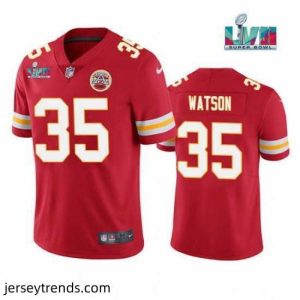 Enchanting Toddler Kansas City Chiefs 35 Jaylen Watson Red Super Bowl LVII Patch Vapor Untouchable Limited Stitched Jersey
