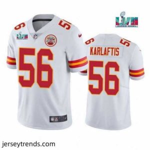 Magnificent Toddler Kansas City Chiefs 56 George Karlaftis White Super Bowl LVII Patch Vapor Untouchable Limited Stitched Jersey