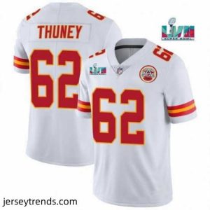 Enchanting Toddler Kansas City Chiefs 62 Joe Thuney White Super Bowl LVII Patch Vapor Untouchable Limited Stitched Jersey