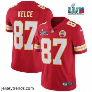 Magnificent Toddler Kansas City Chiefs 87 Travis Kelce Red Super Bowl LVII Patch Vapor Untouchable Limited Stitched Jersey