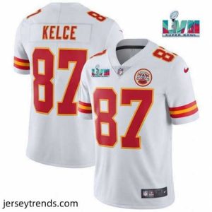 Captivating Toddler Kansas City Chiefs 87 Travis Kelce White Super Bowl LVII Patch Vapor Untouchable Limited Stitched Jersey