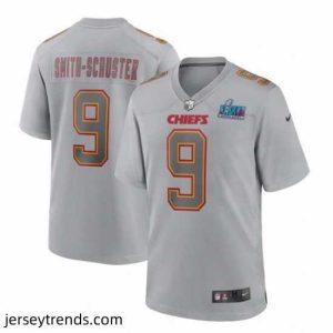 Suave Toddler Kansas City Chiefs 9 JuJu Smith Schuster Grey Super Bowl LVII Patch Atmosphere Fashion Stitched Game Jersey