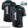 Brilliant Toddler Philadelphia Eagles 1 Jalen Hurts Black Super Bowl LVII Patch Vapor Untouchable Limited Stitched Jersey