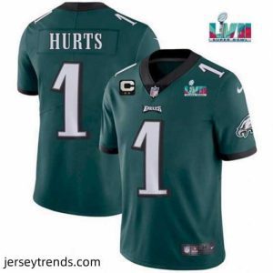 Captivating Toddler Philadelphia Eagles 1 Jalen Hurts Green Super Bowl LVII Patch And 2 Star C Patch Vapor Untouchable Limited Stitched Jersey