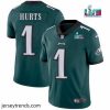 Enchanting Toddler Philadelphia Eagles 1 Jalen Hurts Green Super Bowl LVII Patch Vapor Untouchable Limited Stitched Jersey
