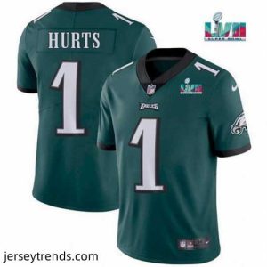 Enchanting Toddler Philadelphia Eagles 1 Jalen Hurts Green Super Bowl LVII Patch Vapor Untouchable Limited Stitched Jersey