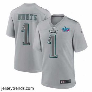 Suave Toddler Philadelphia Eagles 1 Jalen Hurts Grey Super Bowl LVII Patch Atmosphere Fashion Stitched Game Jersey