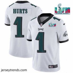 Magnificent Toddler Philadelphia Eagles 1 Jalen Hurts White Super Bowl LVII Patch Vapor Untouchable Limited Stitched Jersey