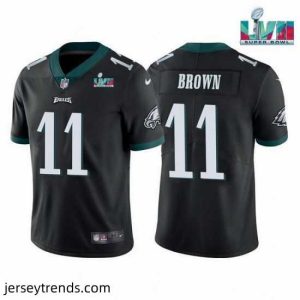 Magnificent Toddler Philadelphia Eagles 11 A J  Brown Black Super Bowl LVII Patch Vapor Untouchable Limited Stitched Jersey