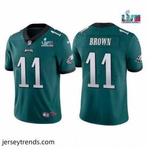 Brilliant Toddler Philadelphia Eagles 11 A  J  Brown Green Super Bowl LVII Patch Vapor Untouchable Limited Stitched Jersey