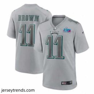 Suave Toddler Philadelphia Eagles 11 A J  Brown Grey Super Bowl LVII Patch Atmosphere Fashion Stitched Game Jersey