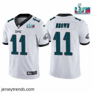 Captivating Toddler Philadelphia Eagles 11 A J  Brown White Super Bowl LVII Patch Vapor Untouchable Limited Stitched Jersey