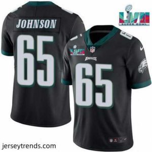 Captivating Toddler Philadelphia Eagles 65 Lane Johnson Black Super Bowl LVII Patch Vapor Untouchable Limited Stitched Jersey