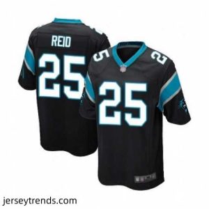Captivating Mens Carolina Panthers 25 Eric Reid Game Black Team Color Football Jersey