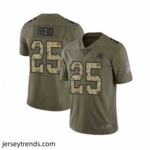Suave Mens Carolina Panthers 25 Eric Reid Limited Olive Camo 2017 Salute to Service Football Jersey