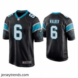 Radiant Men's Carolina Panthers #6 P.J. Walker Black Game Nike Jersey