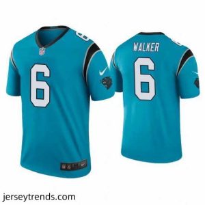Captivating Men's Carolina Panthers #6 P.J. Walker Color Rush Legend Blue Nike Jersey