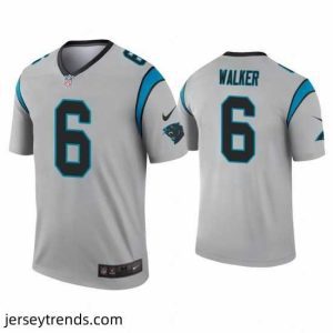 Brilliant Men's Carolina Panthers #6 P.J. Walker Silver Inverted Legend Nike Jersey