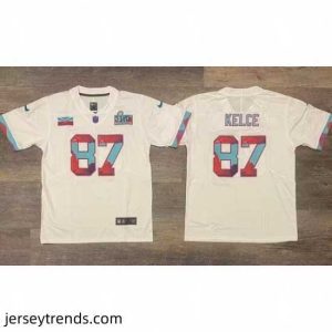 Brilliant Men's Kansas City Chiefs #87 Travis Kelce White Super Bowl LVII Patch Vapor Untouchable Limited Stitched Jersey