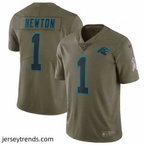 Radiant Mens Nike Carolina Panthers 1 Cam Newton Limited Olive 2017 Salute to Service NFL Jersey