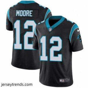 Enchanting Mens Nike Carolina Panthers 12 DJ Moore Black Team Color Vapor Untouchable Limited Player NFL Jersey