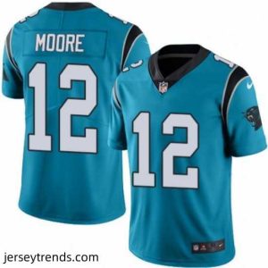 Brilliant Mens Nike Carolina Panthers 12 DJ Moore Blue Alternate Vapor Untouchable Limited Player NFL Jersey