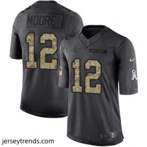 Brilliant Mens Nike Carolina Panthers 12 DJ Moore Limited Black 2016 Salute to Service NFL Jersey