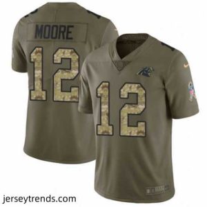 Brilliant Mens Nike Carolina Panthers 12 DJ Moore Limited OliveCamo 2017 Salute to Service NFL Jersey