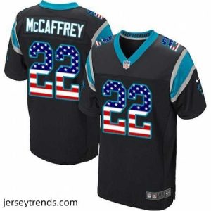Enchanting Mens Nike Carolina Panthers 22 Christian McCaffrey Elite Black Home USA Flag Fashion NFL Jersey