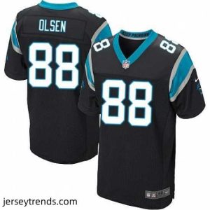 Suave Mens Nike Carolina Panthers 88 Greg Olsen Elite Black Team Color NFL Jersey