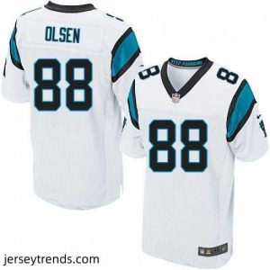 Striking Mens Nike Carolina Panthers 88 Greg Olsen Elite White NFL Jersey